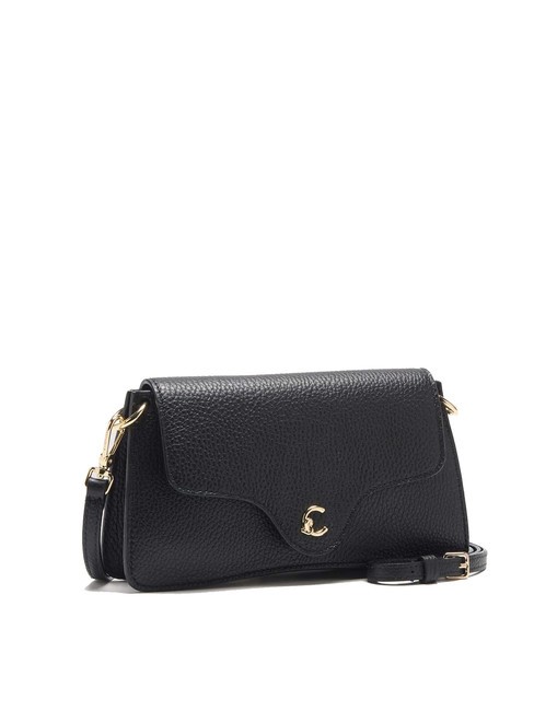 C-ME Sac en cuir martelé à rabat Noir - Sacs pour Femme