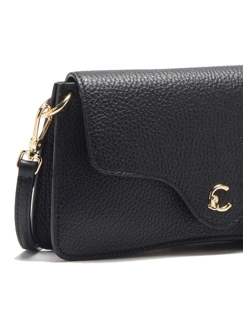 C-ME Sac en cuir martelé à rabat Noir - Sacs pour Femme