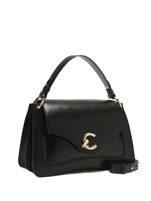 C-ME CALF COCKER Sac porte-documents en cuir avec bandouli&egrave;re Noir - Sacs pour Femme
