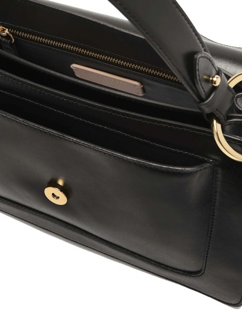 C-ME CALF COCKER Sac porte-documents en cuir avec bandouli&egrave;re Noir - Sacs pour Femme