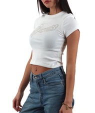 GUESS SS CN RIB LOGO T-shirt à manches courtes blanc pur - T-shirt - 2