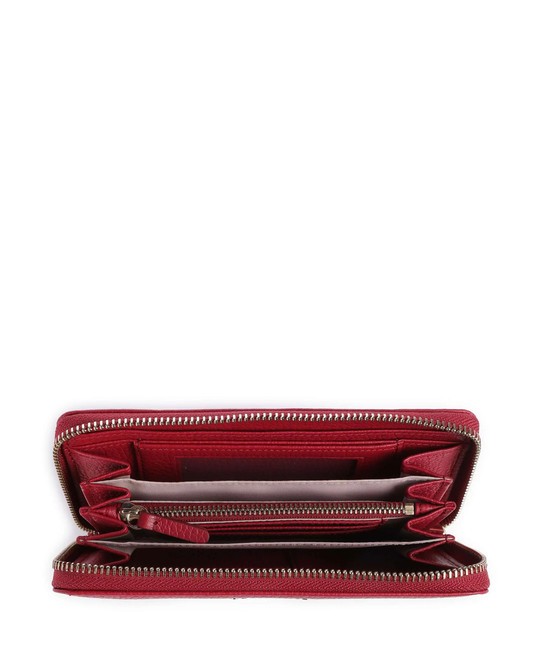 METALLIC SOFT Portefeuille zipp&eacute; en cuir textur&eacute; sangria - Portefeuilles Femme