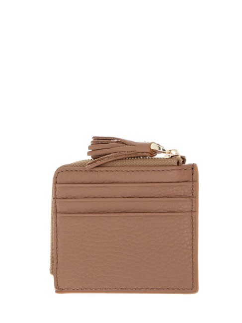 TASSEL Porte-cartes zipp&eacute; en cuir martel&eacute; peaux - Portefeuilles Femme