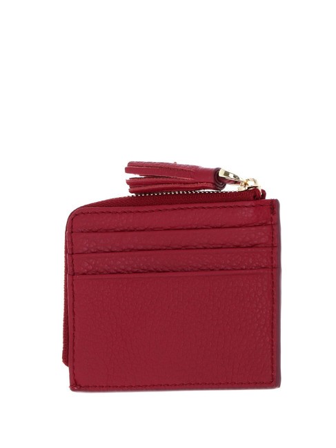 TASSEL Porte-cartes zipp&eacute; en cuir martel&eacute; sangria - Portefeuilles Femme