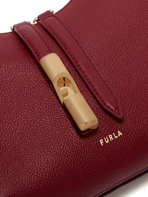 GOCCIA Sac bandouli&egrave;re en cuir martel&eacute; CERISE d - Sacs pour Femme