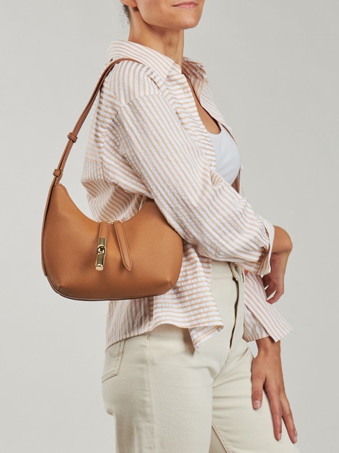 GOCCIA Sac bandoulière en cuir martelé Brandy - Sacs pour Femme