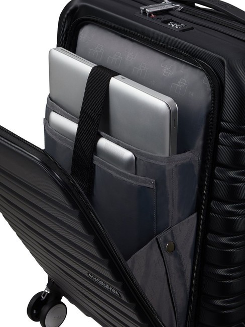 FLASHLINE Chariot cabine avec pochette pour ordinateur portable 15,6" ombre noire - Valises cabine