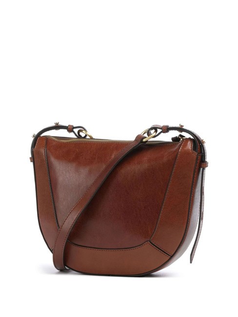 FEDORA Sac bandouli&egrave;re en cuir &agrave; rabat MARRON - Sacs pour Femme