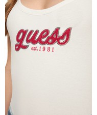 GUESS CHENILLE LOGO  Haut en coton blanc pur - T-shirt - 3