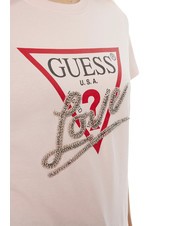GUESS SS CN TRIANGLE LOVE T-shirt en coton rose discret - T-shirt - 3