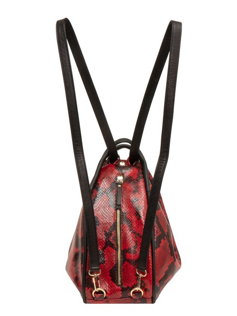 TRIO Sac à dos en cuir de python St python rouge - Sacs pour Femme