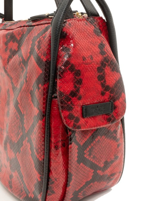 TRIO Sac à dos en cuir de python St python rouge - Sacs pour Femme