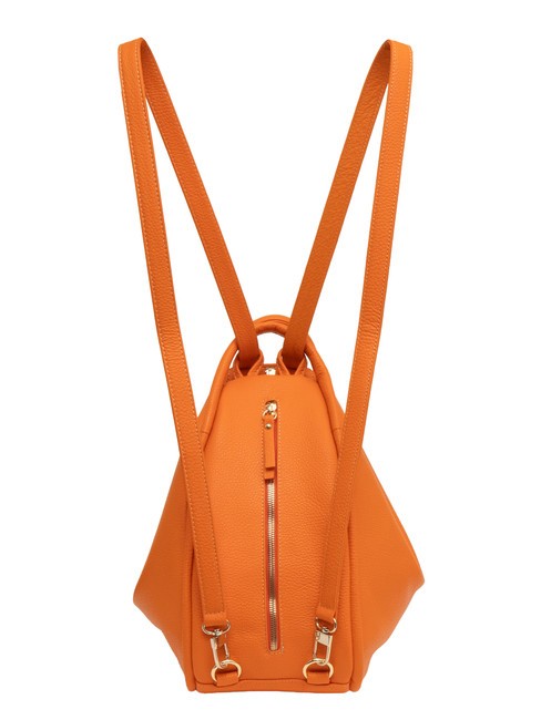 TRIO  Sac à dos en cuir martelé orange - Sacs pour Femme