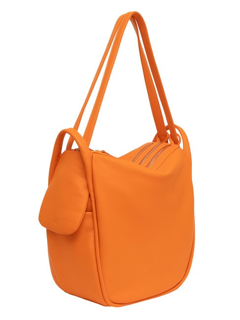 TRIO  Sac à dos en cuir martelé orange - Sacs pour Femme
