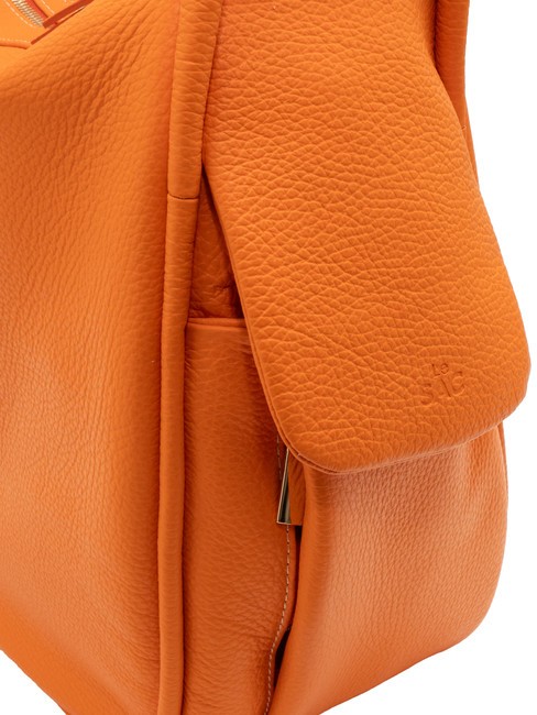 TRIO  Sac à dos en cuir martelé orange - Sacs pour Femme