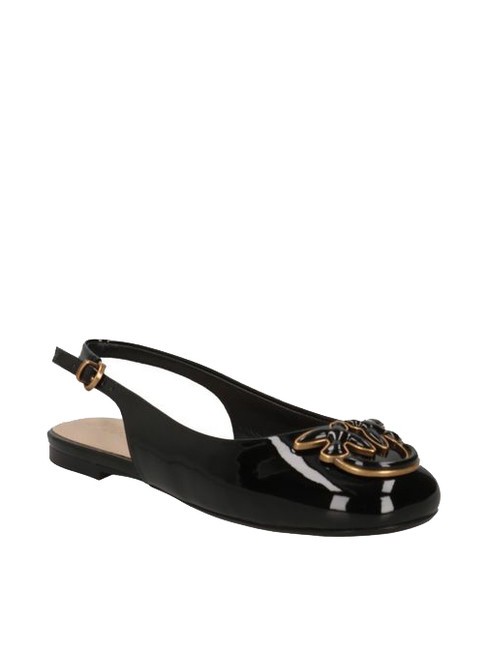 MAGGY Ballerines brillantes à bride arrière limousine noire - Chaussures Femme