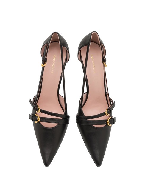 FERNANDA Escarpins en cuir &agrave; brides Noir - Chaussures Femme