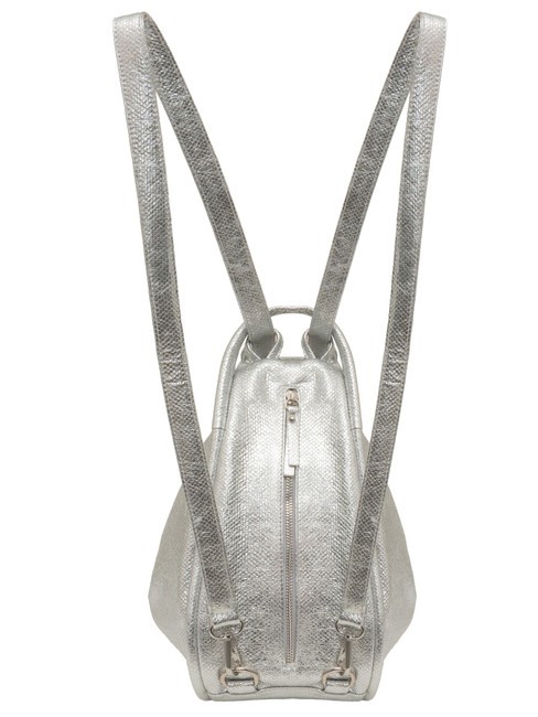 TRIO Sac à dos en cuir métallisé argent - Sacs pour Femme