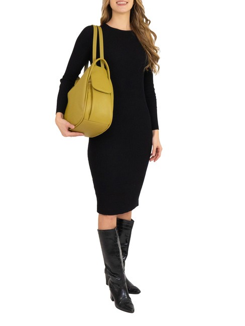 TRIO  Sac à dos en cuir martelé moutarde - Sacs pour Femme