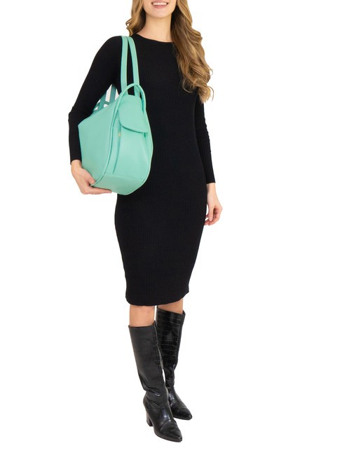 TRIO  Sac à dos en cuir martelé vert aqua clair - Sacs pour Femme