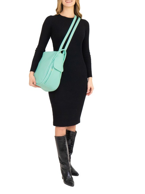 TRIO  Sac à dos en cuir martelé vert aqua clair - Sacs pour Femme