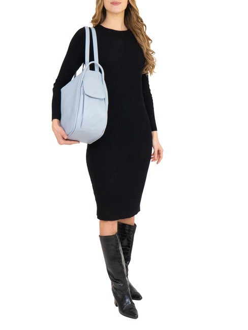 TRIO  Sac à dos en cuir martelé bleu poudre - Sacs pour Femme