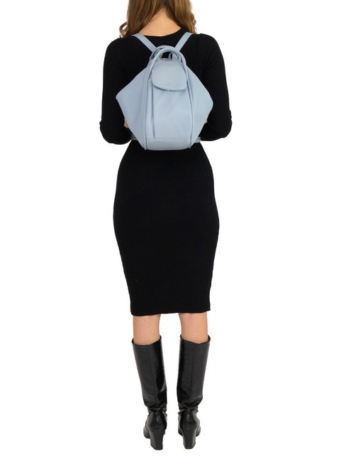 TRIO  Sac à dos en cuir martelé bleu poudre - Sacs pour Femme