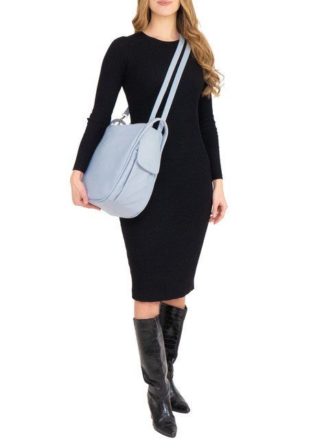 TRIO  Sac à dos en cuir martelé bleu poudre - Sacs pour Femme