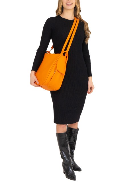 TRIO  Sac à dos en cuir martelé orange - Sacs pour Femme
