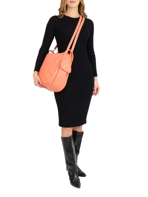 TRIO  Sac à dos en cuir martelé saumon - Sacs pour Femme