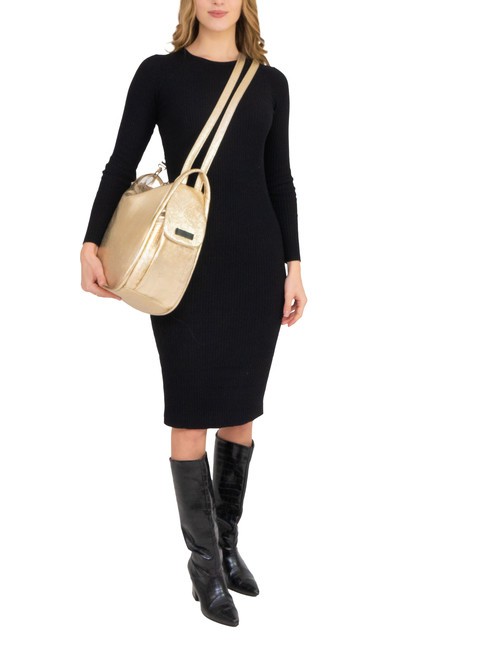 TRIO Sac à dos en cuir métallisé or - Sacs pour Femme