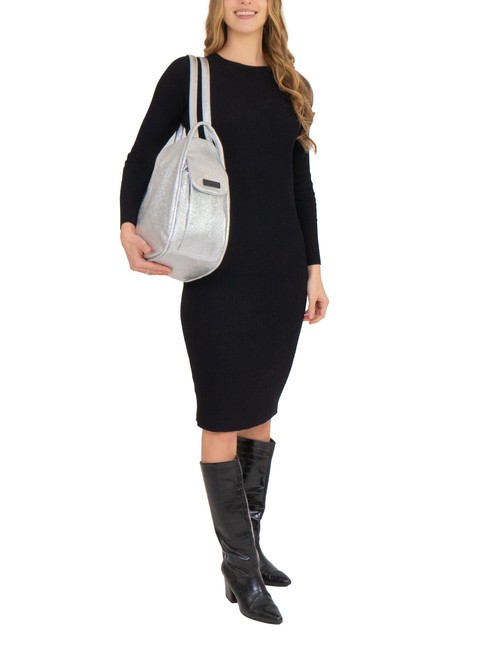 TRIO Sac à dos en cuir métallisé argent - Sacs pour Femme