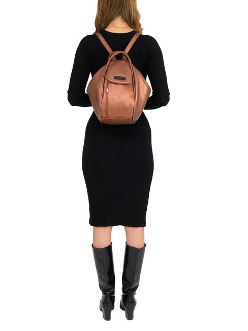 TRIO Sac à dos en cuir métallisé bronze - Sacs pour Femme