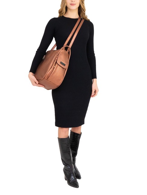 TRIO Sac à dos en cuir métallisé bronze - Sacs pour Femme