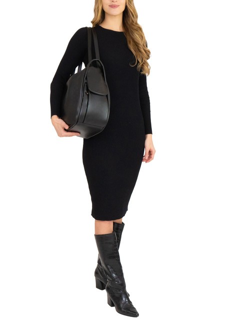 TRIO Sac &agrave; dos en cuir nappa noir19 - Sacs pour Femme