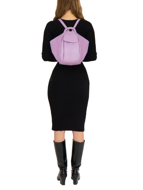 TRIO Sac à dos en cuir nappa lilas - Sacs pour Femme