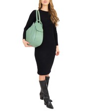 LESAC TRIO Sac &agrave; dos en cuir nappa vert sauge - Sacs pour Femme - 4