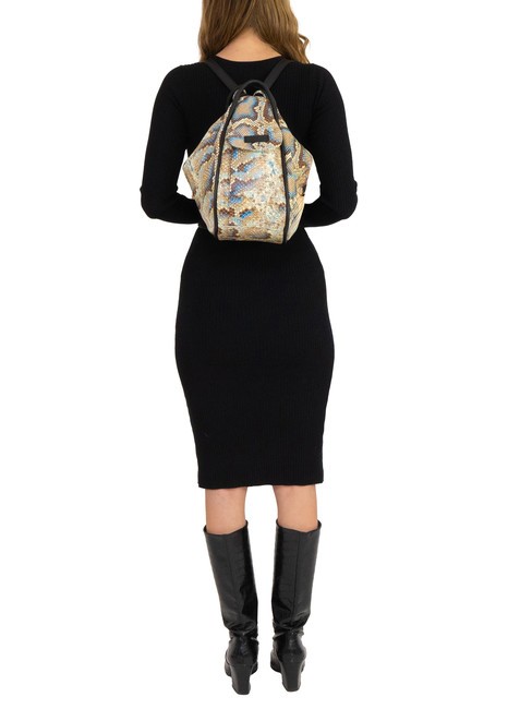 TRIO Sac à dos en cuir de python St python gris - Sacs pour Femme