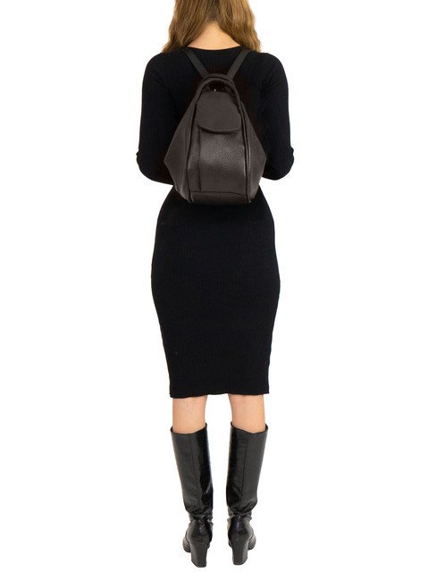 TRIO  Sac à dos en cuir martelé café25 - Sacs pour Femme