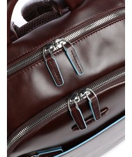 PIQUADRO sac à dos Ligne carré bleu, cuir ACAJOU - Sacs à dos pour ordinateur portable - 3