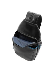 PIQUADRO BLUE SQUARE Sac à dos asymétrique en cuir Noir - Sacs en Bandoulières pour Homme - 5