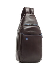 PIQUADRO BLUE SQUARE Sac à dos asymétrique en cuir ACAJOU - Sacs en Bandoulières pour Homme - 2