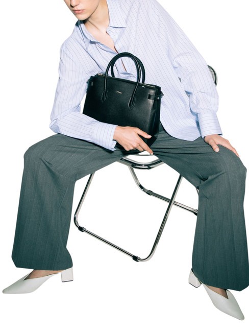 GARDENIA Sac à main en cuir imprimé Andromeda Noir - Sacs pour Femme