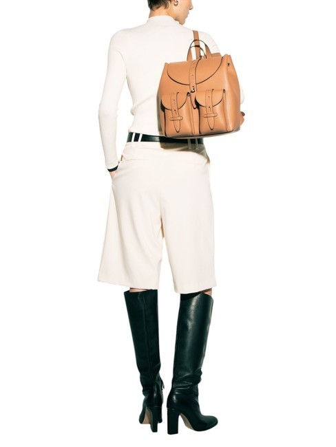 GARDENIA Sac &agrave; dos en cuir imprim&eacute; Keria Brandy - Sacs pour Femme