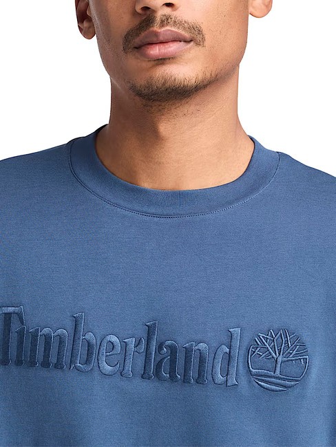 EMBROIDERY TONAL T-shirt en cotton denim fonc&eacute; - T-shirt