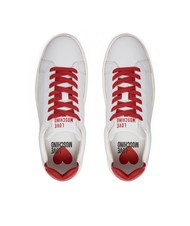 LOVE MOSCHINO BOLD 40 Baskets en cuir blanc rouge - Chaussures Femme - 4