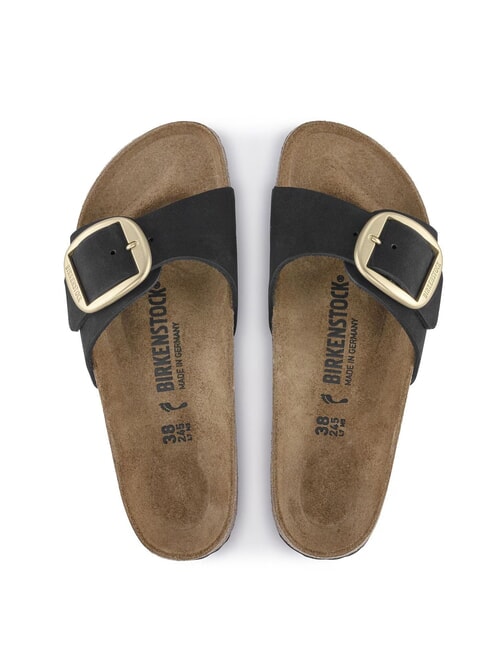 MADRID BIG BUCKLE Babouche en cuir nubuck noir - Chaussures Femme