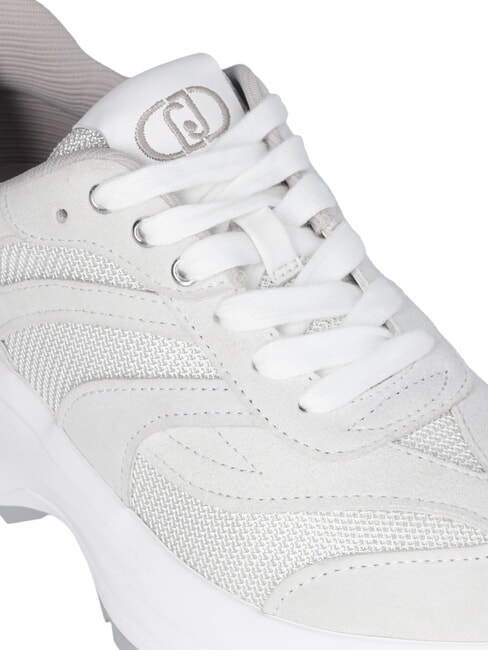 EVA 03 Baskets en daim et maille brillante &eacute;cru/blanc - Chaussures Femme