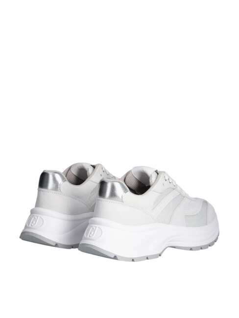 EVA 03 Baskets en daim et maille brillante &eacute;cru/blanc - Chaussures Femme