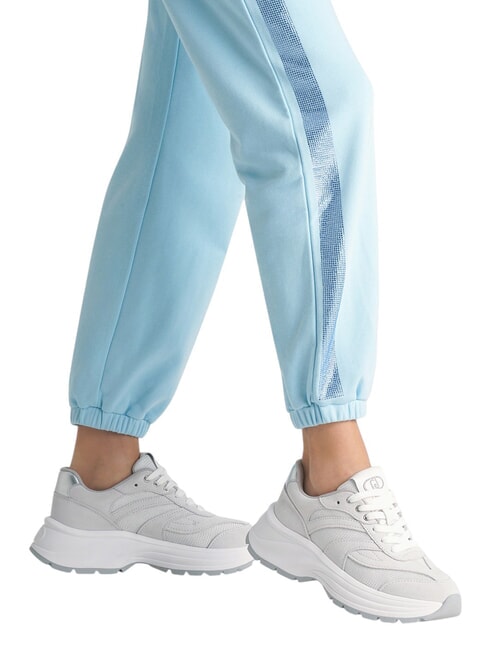 EVA 03 Baskets en daim et maille brillante &eacute;cru/blanc - Chaussures Femme